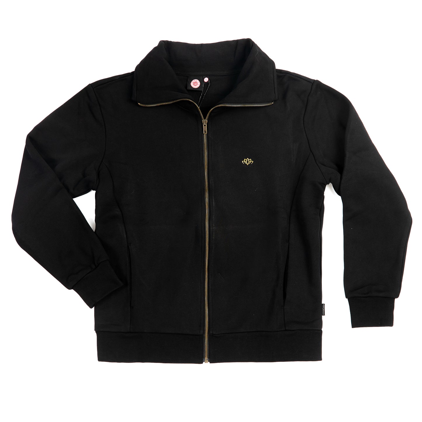 Nineplus Zip-Up Sweatshirt | Flower Emblem Logo | Black
