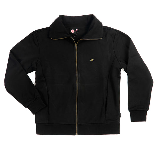 Nineplus Zip-Up Sweatshirt | Flower Emblem Logo | Black